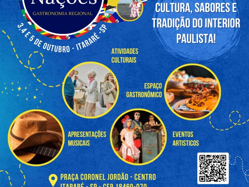 Mostra das Nações – Gastronomia Regional leva cultura, sabores e tradições para Itararé, de 03 a 05/10
